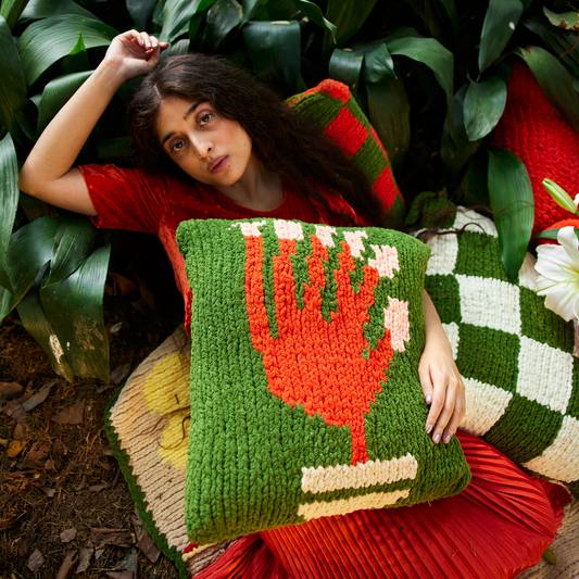 Red Cactus Cushion Cover